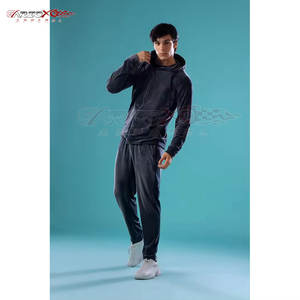 Chándal de terciopelo de invierno para hombre de estilo urbano con parte superior con capucha y pantalones de Jogger, conjunto de dos piezas ligero transpirable - Product Image 3