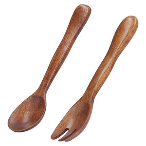 Ensemble élégant de 2 couverts en bois avec finition naturelle, parfait pour la maison, les restaurants et les mariages, fabriqué en Inde - Product Image 1