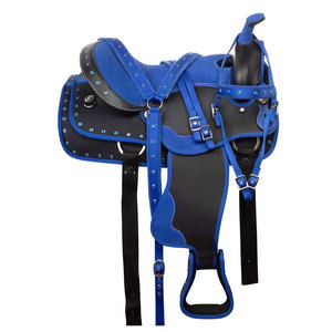 Elegante Silla de Montar para Doma con Material Duradero, Cuero Azul, Herrajes Bañados en Latón, Arco de Madera, Tamaño Personalizado, Cómoda - Product Image 1