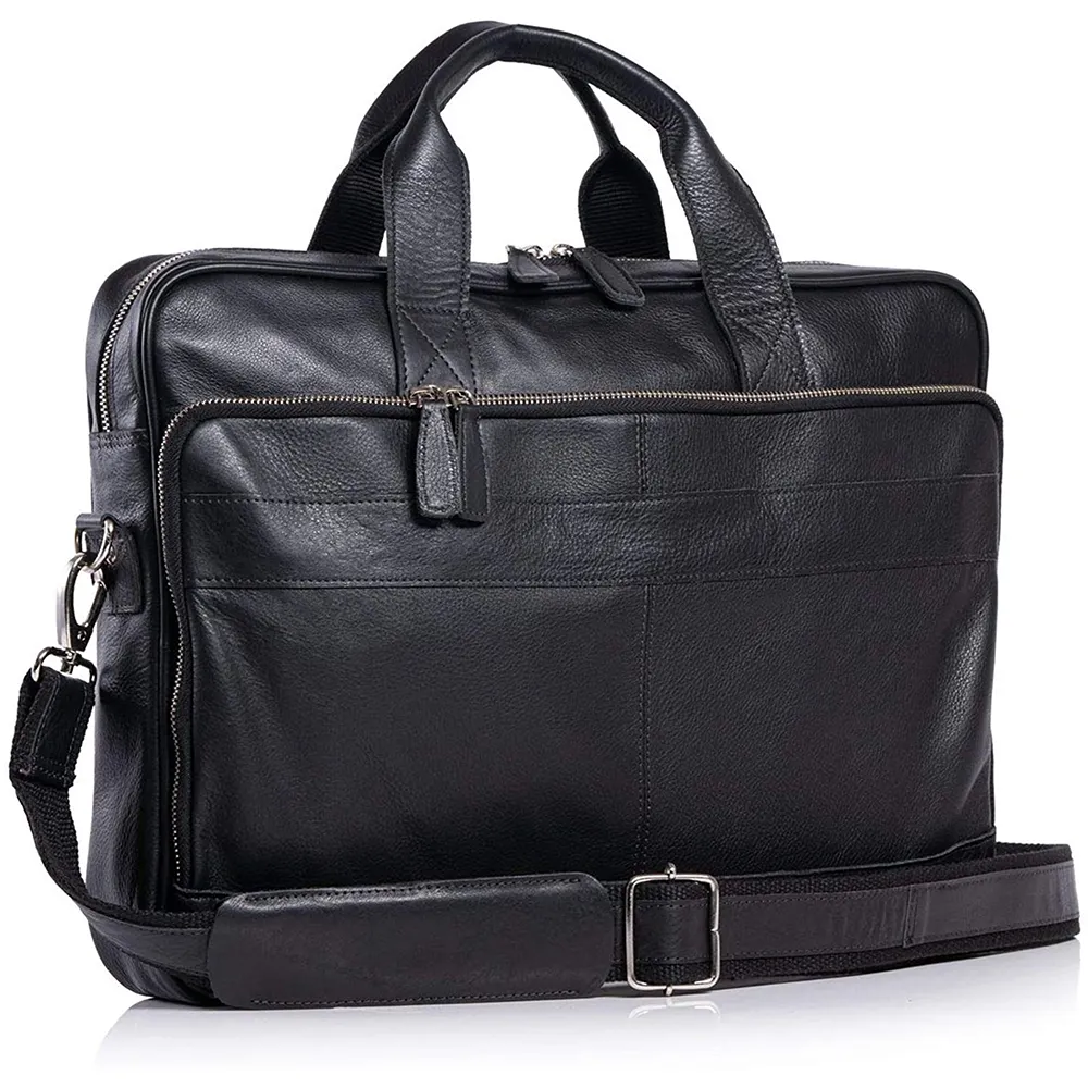 पुरुषों के लिए असली लेदर ब्रीफकेस लैपटॉप बैग कंप्यूटर ऑफिस बिजनेस बैग पैक शोल्डर ब्रीफ केस बैग