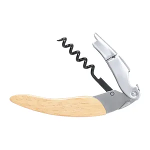 Tire-bouchon personnalisé en bois et acier Veneto pour ouvre-bouteilles à vin - Product Image 4