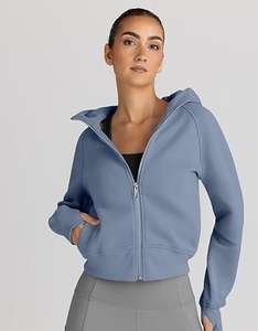 Sudadera con Capucha y Cremallera Completa para Mujer, Holgada, para Otoño e Invierno, para Yoga, Fitness, Correr, Trotar, Chaqueta Deportiva - Product Image 1
