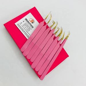 Agarre de diamante de oro rosa Agarre fuerte Pinzas de extensión de pestañas de acero sostenible Pinzas de pestañas profesionales Puntas de volumen puntiagudas - Product Image 3
