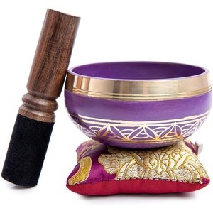 Bol chantant en métal tibétain fabriqué à la main pour la méditation de guérison Yoga Mindfulness avec maillet et coussin en bois - Product Image 3