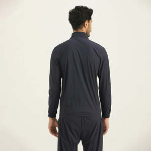 Standing collar full <b>zip</b> <b>up</b> style long sleeve Mens Gym Windbreaker Set Jacket and Pants - Product Image 2