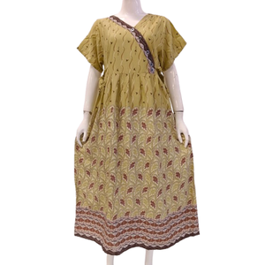 Women Casual V-neck short sleeve midi <b>dresses</b> with <b>string</b> on both sides made from Rayon by Chrysanta - Product Image 1