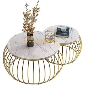 ชุดโต๊ะเหล็กซ้อนสีดำ2ชุดโต๊ะกาแฟด้านข้างเฟอร์นิเจอร์สำหรับใช้ในบ้านและห้องนั่งเล่นขนาดแตกต่างกัน - Product Image 3