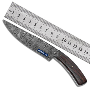 Couteau de chasse personnalisé fait main avec lame en acier Damas DD-DAM-492 et manche en bois de wengé de haute qualité gaine en cuir gaufré - Product Image 1