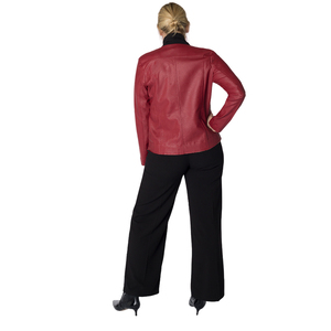 แจ็กเก็ตหนังแท้สไตล์ไบเกอร์สำหรับผู้หญิงทันสมัยระบายอากาศได้ดีสำหรับทุกฤดูกาลแฟชั่นสตรีทแวร์ลำลอง - Product Image 3