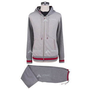 Premiум Cómodo chándal de algodón gris Unisex 100% Fleece Streetwear Sudadera con capucha y Joggers con la característica del logotipo del dobladillo de la costilla inferior - Product Image 1