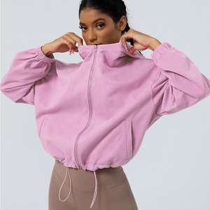 เสื้อแจ็คเก็ตมีฮู้ดซิปเต็มสำหรับผู้หญิงเสื้อออกกำลังกายแบบลำลองมีกระเป๋าสำหรับเล่นกีฬาวิ่งโยคะ - Product Image 6