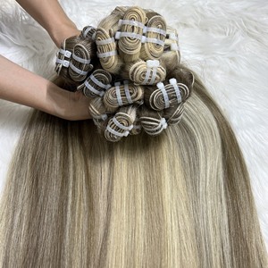 Extensiones de cabello virgen 100% de alta calidad al por mayor WEFT Natural Straight Piano Color Large Stock Light Vietnamese Raw Hair - Product Image 5