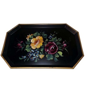 Plateau de service en métal au design exclusif avec motif imprimé en émail, vaisselle, plat de service alimentaire, plateau de service pour hôtels, bleu foncé - Product Image 2