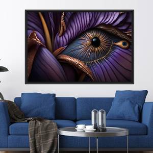 Impresión en Lienzo de Ojo Abstracto Moderno, Decoración de Pared de Lujo en Color Morado, 1 Pieza: Marco Negro - Product Image 1
