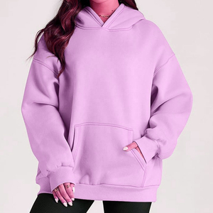 เสื้อฮู้ดผ้าฟลีซสำหรับผู้หญิงเสื้อฮู้ดผ้าขนแกะแบบสวมหัวเป็นมิตรกับสิ่งแวดล้อมเสื้อโลโก้ด้านหน้าปรับแต่งได้ด้วยความร้อน - Product Image 1