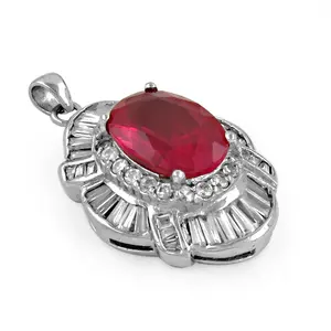 Pendentif en argent 925 fait main avec rubis pour femmes, bijoux en pierres précieuses, style religieux, plaqué or blanc, or rose, pendentif en or 14 carats - Product Image 3