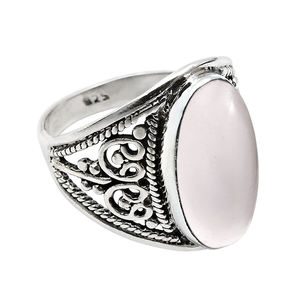 Anillo de forma ovalada de piedras preciosas de cuarzo rosa Natural de Plata de Ley 925 de buena calidad para su fabricante de joyería hecha a mano - Product Image 1