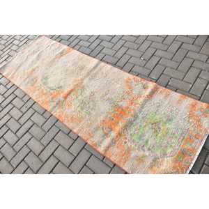 2.8x8.4 ft <b>Runner</b> Turkish <b>Rug</b>, Orange Solid Vintage <b>Rug</b> - Product Image 4