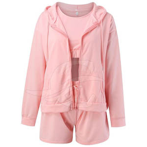 Sudadera con capucha de color personalizada para mujer y conjunto corto último diseño 100% ropa informal de algodón con mangas largas - Product Image 5