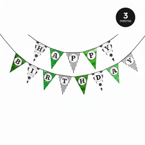 Bannière en papier à thème football de 3 mètres, Joyeux Anniversaire, Vert et Blanc, Décorations de fête de football, Fournitures d'anniversaire, Espagne - Product Image 1