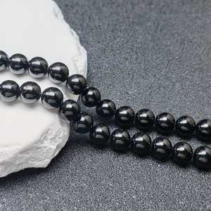 ลูกปัดพลอยทัวร์มาลีนสีดำธรรมชาติ ลูกปัดคริสตัลทรงกลมสำหรับทำเครื่องประดับ ขนาด 5 มม. ความยาว 15 นิ้ว - Product Image 2