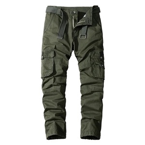 Pantalon formel en toile de coton pur pour homme, pantalon droit multi-poches en molleton, taille élastique, écologique - Product Image 3
