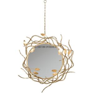 Trendy Pattern Arrival Attractive Look Gold Plated Metal Framed Round Shape Wall <b>Mirror</b> Home And Office Decoration Supplies - Product Image 5