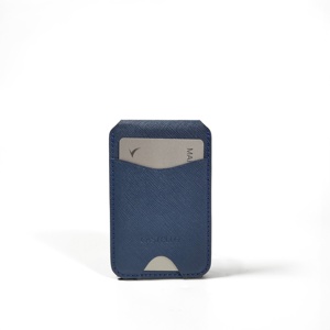 Top article usine directe Castello Magsafe RFID Saffiano portefeuille en cuir ouvert porte-carte magnétique support en métal marron gris marine - Product Image 5