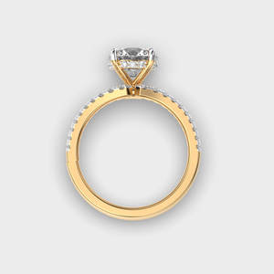 Bague de fiançailles de luxe en or massif 14 carats avec halo caché en forme de cœurs et d'arrows pour femmes, bijoux fins élégants, vente en gros, exportation - Product Image 2