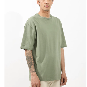 เสื้อยืดผ้าคอตตอนขนาดใหญ่ผ้า GSM พิมพ์ไหล่ทรงหลวมโลโก้ได้ตามต้องการ - Product Image 3