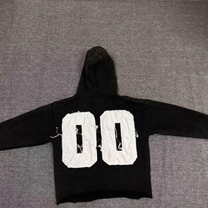 Personnalisé surdimensionné 100% coton Vintage acide soleil fondu lavage pull à capuche hommes polaire recadrée en détresse Patch thermique Applique - Product Image 4