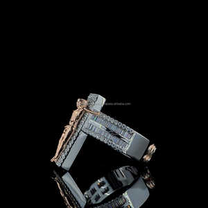 New Fashion 925 Sterling Silver Jesus <b>Ring</b> Solid Baguette Diamond with <b>CZ</b> Moissanite Iced Out Bling Two Tone for Wedding Gift - Product Image 4