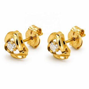 JJBRAVO Pendientes de Oro Sólido de 14k con Cinta Entrelazada y Circonitas, Estilo Contemporáneo y Elegante para Mujer, Joyería Fina, OEM, ODM, Venta al por Mayor - Product Image 4