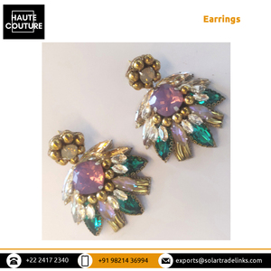 India Origin Casual Style Small Size Opal Crystals Made Handmade Hand Embroidered Dainty <b>Stud</b> <b>Earrings</b> for Women's <b>Girls</b> - Product Image 4