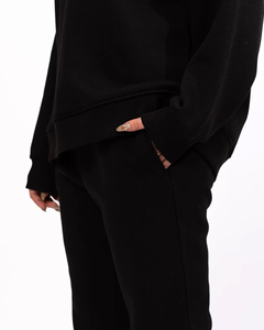 Conjunto de sudadera y pantalones de chándal de algodón 100% de dos piezas con logotipo personalizado OEM para mujer - Product Image 3