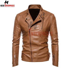 Produit le plus vendu Veste supérieure en cuir Meilleures vestes en cuir minces d'hiver pour hommes Veste en cuir de conception personnalisée - Product Image 4