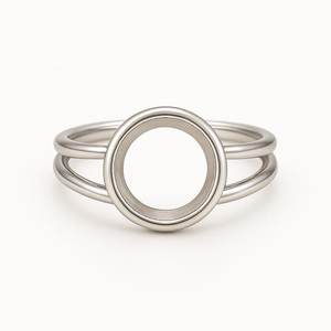 Anillo Doble de Plata de Ley 925 Maciza Chapado en Oro de 14K para Mujer, Engaste de Bisel de 7 mm, Joyería Ecológica Hecha a Mano - Product Image 5