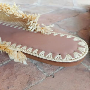 Vente en gros de pantoufles et sandales marocaines faites à la main en raphia, chaussures tissées écologiques pour femmes et hommes, commande en gros, fournisseur direct - Product Image 2