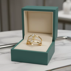 14K Gold & Natural Diamond Women's Luxury Classical Design Ring with 25 <b>Stones</b> Round Brilliant Cut | 0.20Ctw - Product Image 5