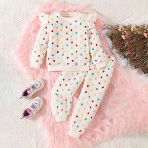 Dernier design décontracté, ensemble de survêtement pour petite fille en 2 pièces, sweat-shirt long, jogging, survêtement personnalisé avec logo imprimé, polaire respirant, hiver - Product Image 1