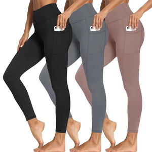 Pantalones de Yoga de entrenamiento deportivos de cintura alta personalizados para mujer, mallas de poliéster suave para gimnasio y Fitness con bolsillo - Product Image 2