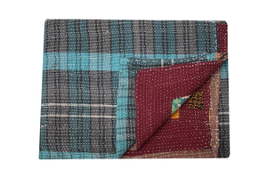 Colcha Kantha hecha a mano, colcha India vintage, manta de algodón, colcha india de tamaño doble Gudari Kantha - Product Image 2
