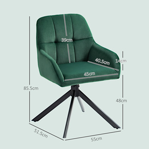 Para sillón moderno de terciopelo con asiento giratorio Reposabrazos y patas de acero Material de poliéster Verde - Product Image 3