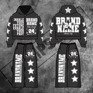 450 gsm Custom Braad Design <b>Flare</b> Tracksuit Zip up Acid Wash Tracksuit for Men Custom Wholesale Printed Acid Washed Flared Suit - Product Image 5