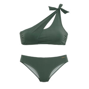 Women Bandeau <b>Bikini</b> Set Two Piece Swimwear Halter Strap Push-Up Front Logo Print Sequined Elegant Beach Swimsuit High Quality - Product Image 4