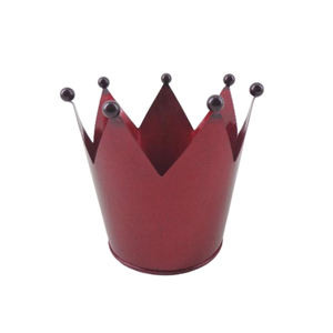 Maceta redonda de hierro para decoración de jardín hecha a mano, macetas decorativas con recubrimiento de polvo transparente rojo de metal de tamaño mediano - Product Image 2