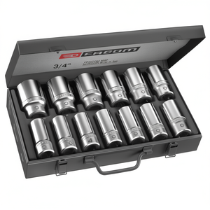 Facom Long-Reach Metric Size 3/4'' <b>Box</b> of 6-Point Sockets Premium Quality Tool Accessory - Product Image 2