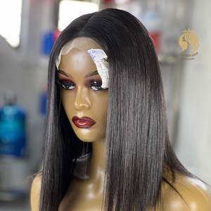 Cierre de encaje transparente HD 4x4 directo de fábrica para pelucas, cabello humano virgen de un solo donante, liso extremo, densidad del 200% - Product Image 1