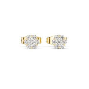 Pendientes de Flor con Diamantes de Laboratorio, 0.194 CT, Claridad VVS-VS EF, Oro de 18KT, 14KT, 10KT y Plata 925, Oro Rosa, Amarillo y Blanco - Product Image 1