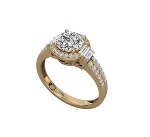 Bague en diamant de laboratoire haut de gamme, bague de fiançailles pour femme, plaquée or 14 carats, taille ronde brillante, bague de mariage pour les mariées - Product Image 1